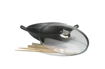 Cast Iron Wok With Glass Cover W30G