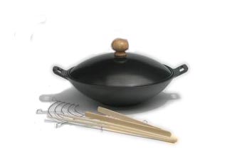 Cast Iron Wok With Non-Stick Steel Cover W30S