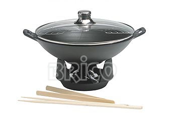Brico Cast Iron Wok With Glass Cover W37G
