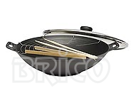 Brico Cast Iron Wok With Glass Cover W37G