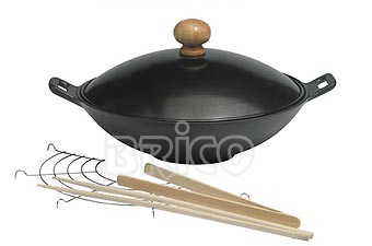 Cast Iron Wok With Non-Stick Steel Cover W37S