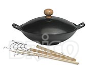 Cast Iron Wok With Non-Stick Steel Cover W37S