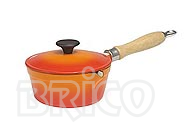 Cast Iron Covered Sauce Pan with Wooden Handle
