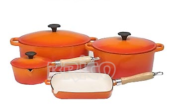 Cast Iron Square Grill Pan with Wooden Handle