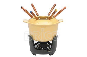 Cast Iron Fondue Set With Fork Holder M22N
