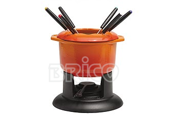 Cast Iron Fondue Pot With Fork Holder M24F