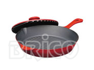 Cast Iron Round Skillet -Grill with Press Lid