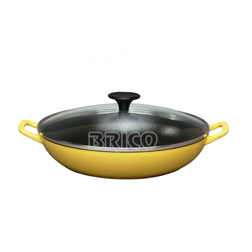 Cast Iron Round Shallow Casserole with Glass Lid BRH28G